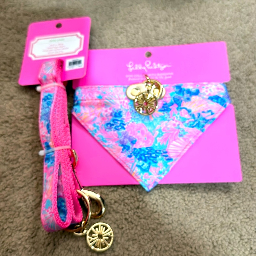 Lilly Pulitzer dog leash and collar New